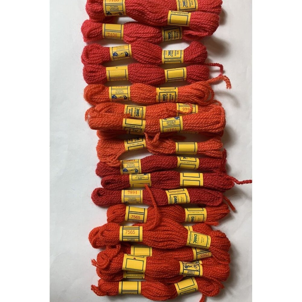 Vintage DMC Wool Yarn Laine Divisible 5 Meters Lot of 20 Pink Orange